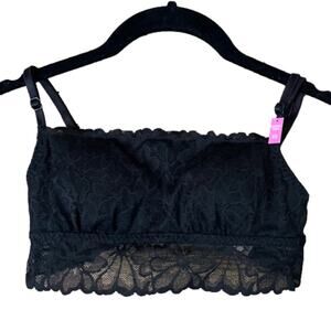 PINK Victoria's Secret Black Lace Square Neck Bralette Bra Size XS NWT
